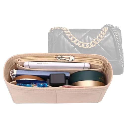 Chanel 19 pacotes de saco de bexiga interno de feltro saco de acabamento de armazenamento bolsa de cosméticos leboy corrente de ouro preto bolsa de armazenamento interna 1016beige24*7*12 cm