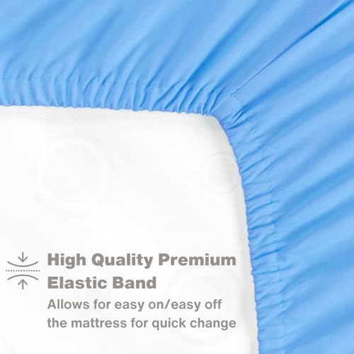 Image of Everyday Kids Fitted Crib Sheet, 100% Soft Breathable Microfiber Baby Sheet, Fits Standard Size Crib Mattress 28in x 52in, Light Blue Nursery Sheet