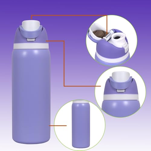 Image of Stainless Steel Water Bottle 32 oz with Flip Lid and Carry Loop (Ultra-Violet, 960 ml)