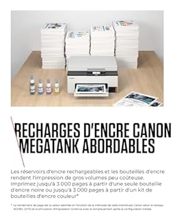 Canon MAXIFY GX1050 Imprimante A4 Couleur pour la Maison et Le Bureau | Imprimante, Copieur et Scanner Jet d'encre MegaTank Tout-en-Un | Wi-FI, Ethernet et USB | Comprend 6 Bouteilles d'encre