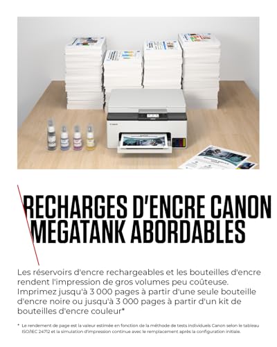 Canon MAXIFY GX1050 Imprimante A4 Couleur pour la Maison et Le Bureau | Imprimante, Copieur et Scanner Jet d'encre MegaTank Tout-en-Un | Wi-FI, Ethernet et USB | Comprend 6 Bouteilles d'encre – Image 4