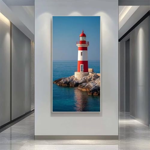 Peinture Diamant Adulte Phare 5D Grand Format 70x140 cm pour Décoration Murale