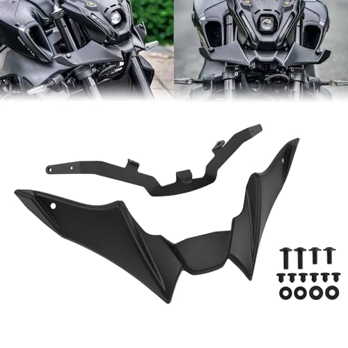 CHIFUN Front Spoiler Winglets Downforce Motorcycle Fairing Aerodynamic Beak Nose Cone Extension Cowl Replacement for Yamaha MT09 MT-09 MT 09 SP 2021 2022 2023 (Black)