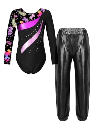Ensemble de sport deux pièces filles 5-6 ans avec pantalon actif motif feuilles