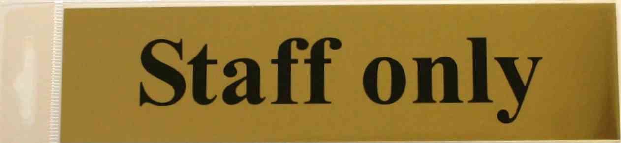 Diy Suppliers Gold Staff Only Pol 200 X 50Mm Polished Effect Sign.