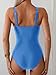 Womens Crisscross One-Piece Swimsuit - Casual Monokini for Beach and Vacation, Full Cup, High Stretch, 2026 Fashion Blue
