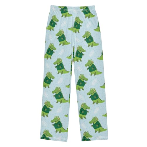 ZZXXB Crocodile with Polka Dot Boys Long Pants Soft Trousers Elastic Waist Kids Lounge Bottoms with Pockets S-XL