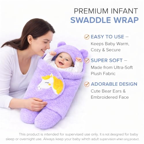 Image of BRANDONN Baby Blanket Newborn Gift Pack of Swaddle Wrapper, 0-9 Months, Length 68 cm x Width 68 cm