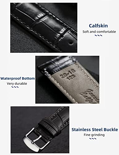 Image of Watch Bands Genuine Leather Embossed Alligator Grain Calfskin Replacement Strap for Women Men Bracelet Choose Color Width 16mm 17mm 18mm 19mm 20mm 21mm 22mm 22mm 24mm