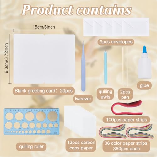 WEBEEDY 20 conjuntos de kit de quilling de papel para adultos iniciantes, faça você mesmo, 5 estilos