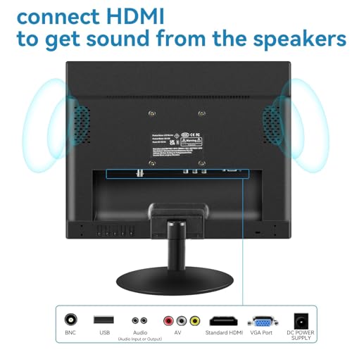 Image of Kenowa 15 Inch PC Monitor, Computer Display for Windows 7 /8 /10 /11, LED 1024 X 768 Screen, 4:3 Aspect Ratio, 60 Hz, 5Ms,75 * 75 mm VESA Hole, Port with HDMI,VGA,BNC,AV, TN Panel,Dual Speakers