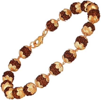 Japam Gold Plated Divine Aura Rudraksha Bracelet for Women โ 8 Inches Length, One Size, Metal, Rudraksha