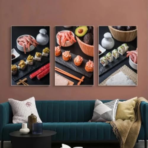 Toile Sushi Saumon pour Décoration Cuisine et Salle à Manger Moderne