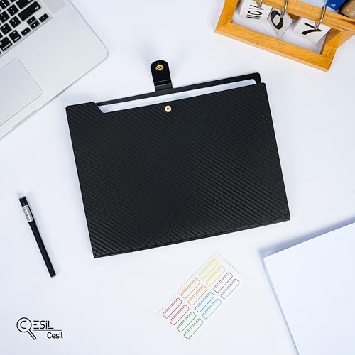 Pasta de arquivo expansível com 3 peças, 7 bolsos, tamanho carta, acordeão, organizador de arquivos