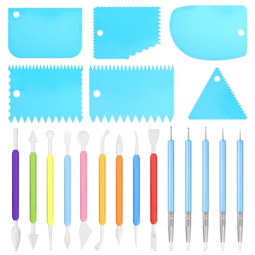 HAOCHEN 20 Stück Modellierwerkzeug Ton Werkzeug, Modelierwerkzeugset, Töpferwerkzeug Set, Fondant Modellierwerkzeuge, Polymer Clay Sculpting Tools für Modellbau Kuchendekoration Fondant Werkzeug Set