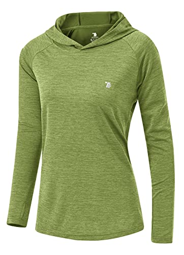 YSENTO Damen Outdoor Wandershirt Atmungsaktive Leicht Sport Langarmshirt Laufshirt Pullover Yoga Training T-Shirt Tops(Grün,S)