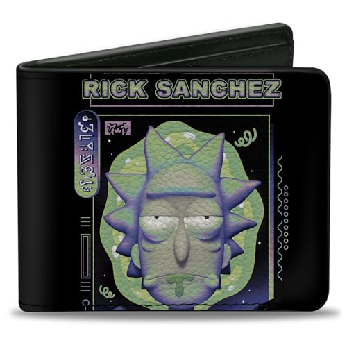 Rick and Morty Wallet, Bifold, Rick and Morty Rick Sanchez Drooling Face Close Up Black, Vegan Leather
