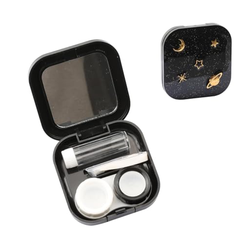 Luckious Brand Contact Lens Cases with Mirror - Portable Travel-Friendly Mini Box Container Essential Accessory for Contact Lens Soaking