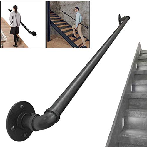 Rampe d'escalier en fer noir 270 cm pour intérieur et extérieur