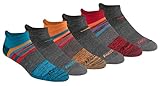Saucony Men's RunDry Mesh Ventilating Comfort Fit Performance Tab Socks, Available in M-XL (6, 12 Pairs), Charcoal Fashion (6 Pairs), Large