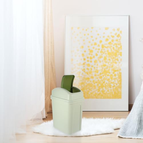 Caneca de basura grande con tapa de plástico 15l color verde claro miniatura 6