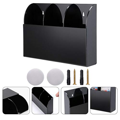 Zerodeko Wall Mounted Remote Control Holder 3-Grid Storage Box Acrylic Organizer for Remote Controls Keys Pens Office and Home - Image 2