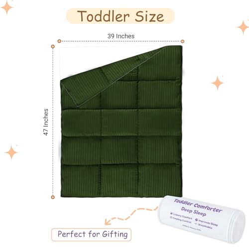 Image of ZPECC Toddler Down Alternative Comforter, 39x47 Hypoallergenic Baby Blanket Quilt, Soft Breathable Lightweight All Season Kids Duvet Insert for Crib Stroller Cot Daycare, Olive Green