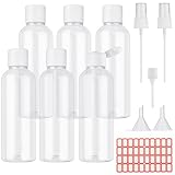 6 botellas de plástico de 100 ml, botella de viaje para artículos de tocador, aerosol, botellas de viaje vacías con tapa abatible, botellas de plástico vacías rellenables, botellas de viaje