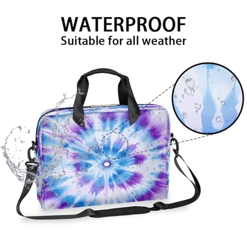 Maletín para laptop con diseño tie dye azul y púrpura miniatura 3