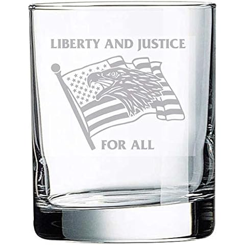 Alankathy Mugs Liberty and Justice for all wine glass Trump United States Government (10 OZ ROCK WHISKEY GLASS) Cover