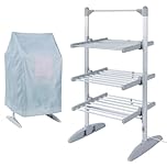 GlamHaus EcoDry Electric Heated Airer with Cover – 248W Low Energy Indoor Clothes Dryer, 24 Heated Tubes, Foldable Laundry Rack for Wet Weather, 11.2m Drying Space