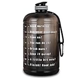Upmore Water Bottle Time Marker and 73/128 oz 1 Gallon Large Capacity Wide Mouth BPA Free Reusable Gym Sports Outdoor Ensure You Drink Enough Water Throughout The Day (Gray, 128oz)