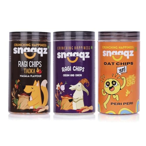 Image of Snaaqz Supergrain Chips Combo (Peri Peri Oat, Ragi Cream & Onion & Ragi Masala) | Pack of 3 (150g each) | Crispy & Healthy Chips, High Protein, Gluten Free, Vegan, Low Calorie, No Palm Oil
