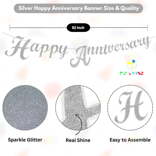 Image of Flyloons 4th Happy Anniversary Decoration Items Rose Gold White for Men Women Husband Wife Mom Dad Parent Couple Home Bedroom Car With 20 Pcs Metallic Balloons Anniversary Banner 2 Pcs Heart Set Kit