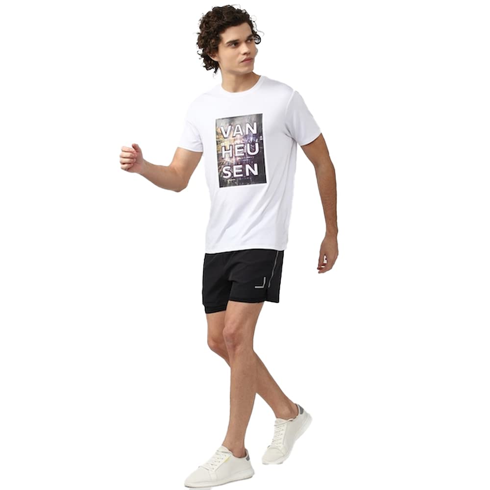 Van Heusen Men Black Solid Casual Shorts 2