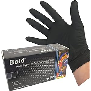 (100 GLOVES) Heavy Duty Black Nitrile Disposable Gloves AQL 1.5 – Tattooist tattoo mechanic (SIZE LARGE)