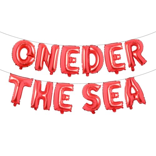 Image of Oneder The Sea First Birthday Decoration Oneder The Sea Party Favors Under The Sea Mermaid Party Backdrop Party Supplies Favors Balloon 1st Birthday Girl Decorations (ONEDER THE SEA Red)