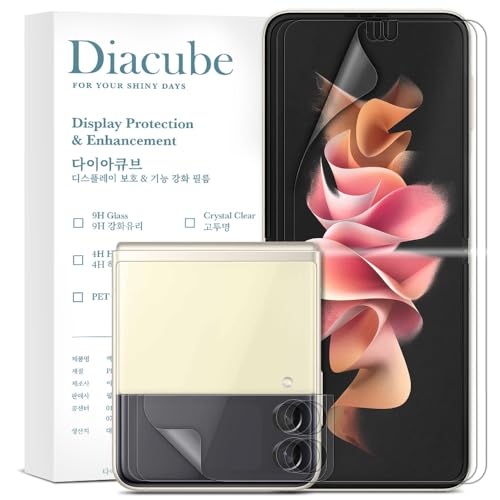 [3+3 Pack] For Samsung Galaxy Z Flip 3 5g EPU+TPU Anti-Glare Matte Screen Protector Full Covered Inside + 3 Pack Outer Film Anti-Fingerprint Self-Healing Easy Installation with Alignment Tool