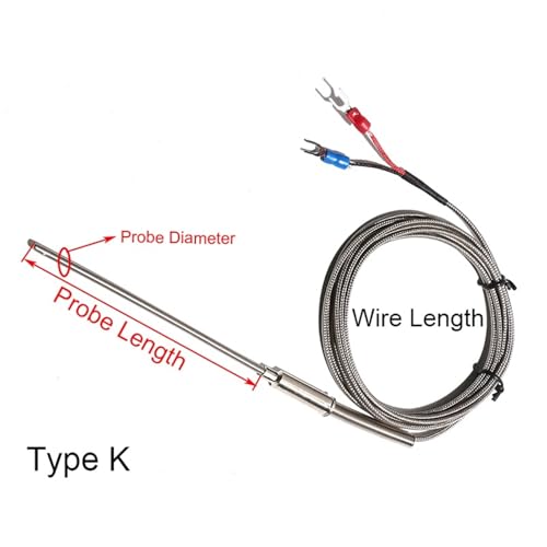Sensor de temperatura termopar tipo K de 2M con sonda de armadura flexible 2