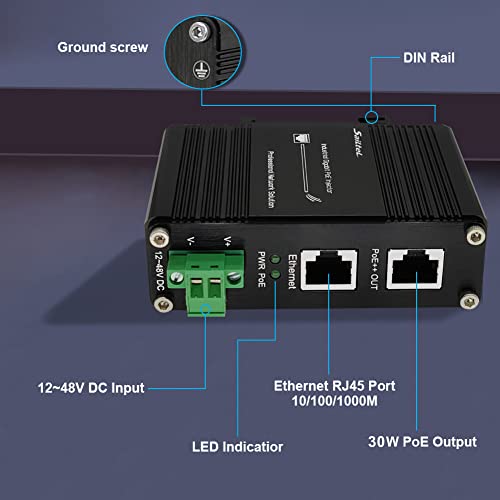Image of Hardened Industrial Gigabit PoE+ Injector (30W Gigabit PoE)