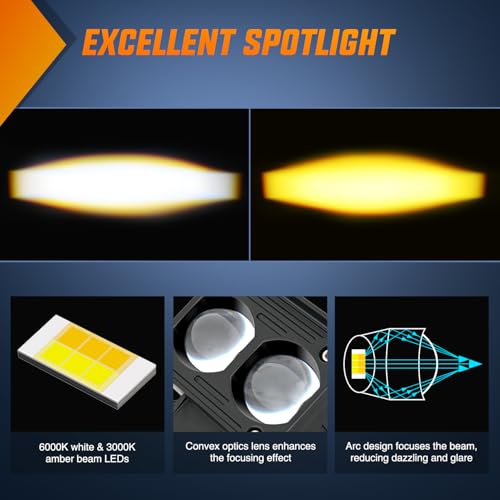 Image of Nilight Motorcycle Driving Lights 2.5 inch White Amber Spot Beam Fog Light LED Pods IP67 Waterproof Auxiliary Offroad Lighting for Motorbike Dirt Bike e-Bike Scooter Snowmobile ATV UTV SUV Truck