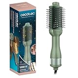 Cecotec Cepillo de Aire Voluminizador CeramicCare Unique Olive. 1200W, Desenreda, Seca, Da Volumen, Alisa y Ondula, Revestimiento Cerámico con Queratina y Aceite de Argán, 3 Modos