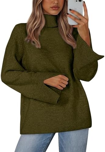 KIRUNDO Fall Sweaters for Women 2025 Turtleneck Ribbed Long Sleeve Casual Loose Knit Pullover Tops Fashion Winter Clothes