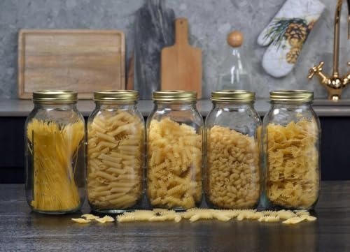 TZPLOQA 64 oz Mason Jars Wide Mouth Half Gallon Canning Jars with Lids and Rings 6-Pack Extra Large Glass Jars for Home Canning and Pantry Storage