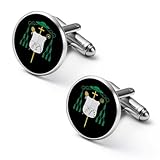 Gemelos personalizados con escudo de armas de Leandro Arrúe Y Agudo para hombre, clásico, negocios, boda, camisa, gemelos, regalo, 0.7 pulgadas 0.8 pulgadas, 1.7cm, Metal