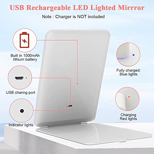 Fome Travel Makeup Mirror With 56 Leds Lights, Travel Makeup Vanity Mirror With 1X/10X Magnification Touch Screen Dimmable Lighting Rechargeable Folding Mirror For Handbag #TOP1