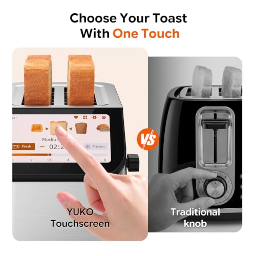 Smart Toaster 2 Slice Wide Slot with Touchscreen, Stainless Steel by YUKO Smart - Used condition - Image 2