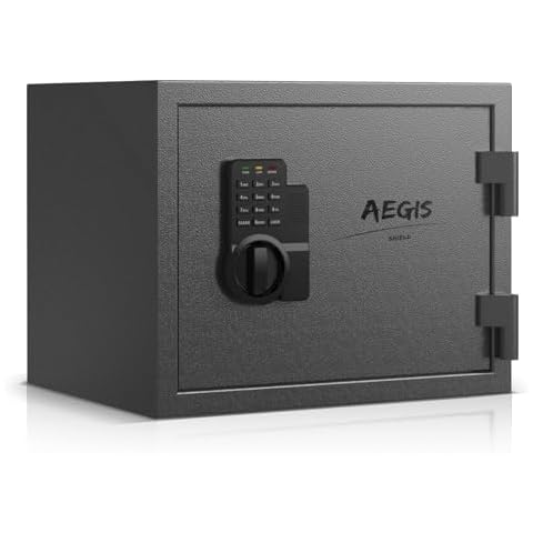 AEGIS Fireproof Safe Box, 1.2 Cubic Feet Small Fire Safe Steel Security Home Safe with Digital Program Keypad for Office Dorm Money Cover