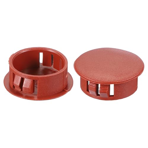 Image of PATIKIL 20Pcs 1 inch Hole Plugs, 1 inch /25mm Plastic Hole Plugs, 20Pcs Flush Type Round Hole Plugs Cover Snap in Locking Hole Tube for Table Kitchen Cabinet Furniture, Red Brown