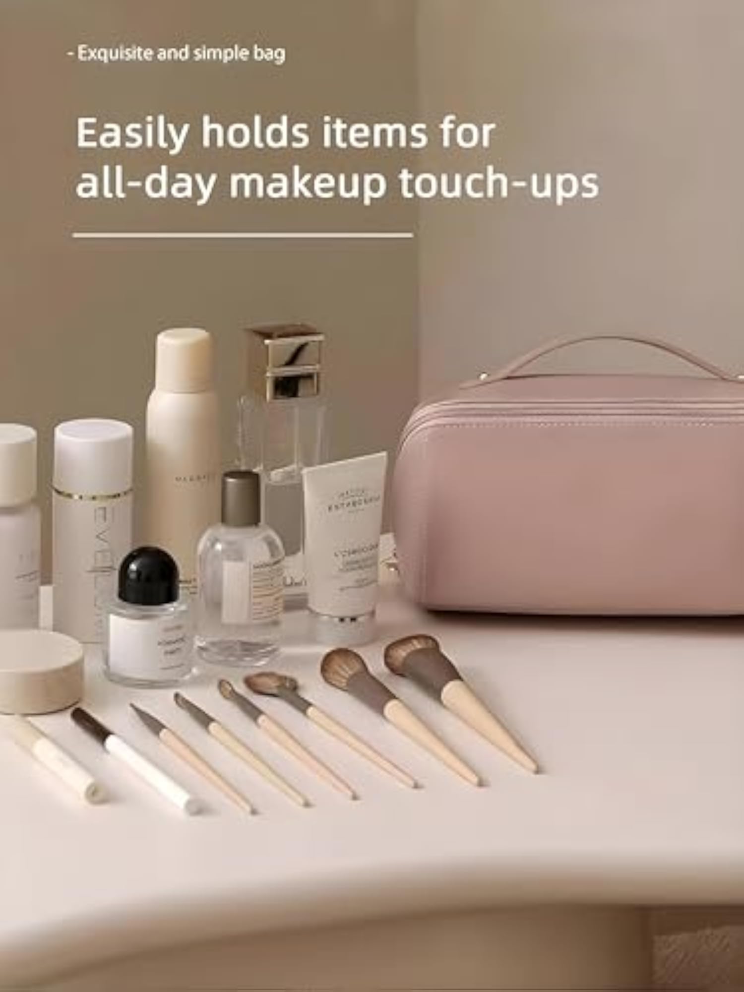 Multifunctional Leather Makeup Organizer Bag for Girls